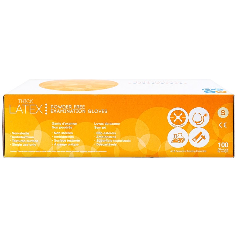 Găng tay cao su y tế không bột Size S Polymer Latex Asap Powder Free Examination Gloves (100 cái)
