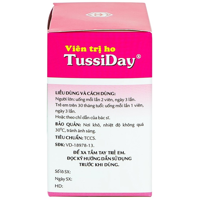 Viên trị ho Tussiday OPC điều trị các chứng ho, đau họng, sổ mũi (10 vỉ x 10 viên)