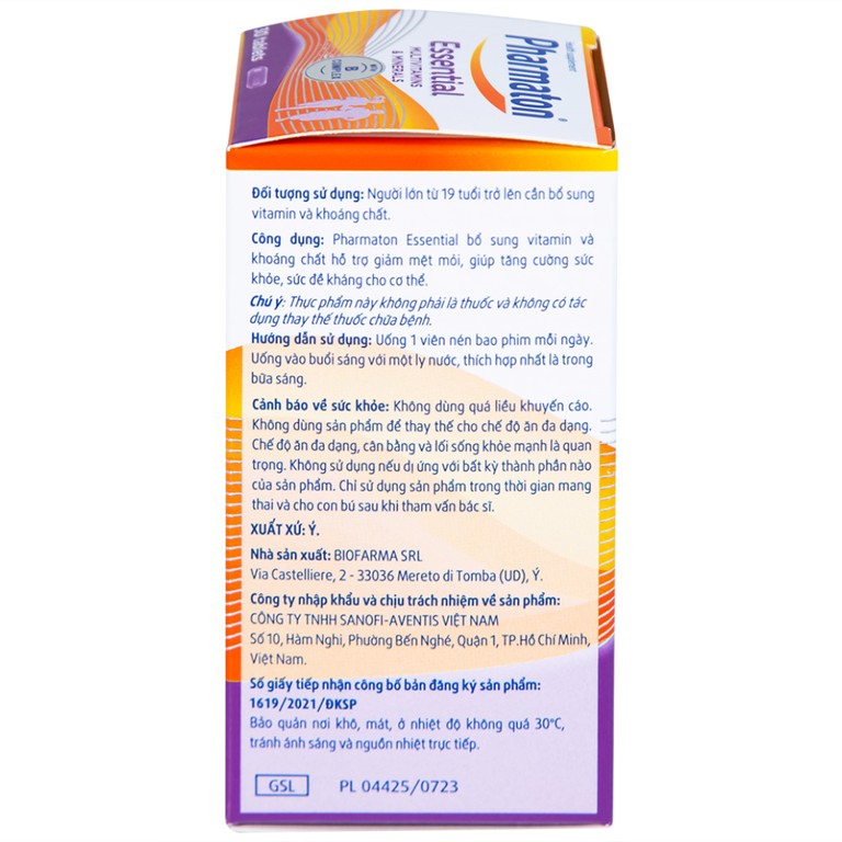 Viên uống Pharmaton Essential Multivitamins Minerals hỗn hợp Vitamin và khoáng chất, tăng cường sức khỏe (30 viên)  