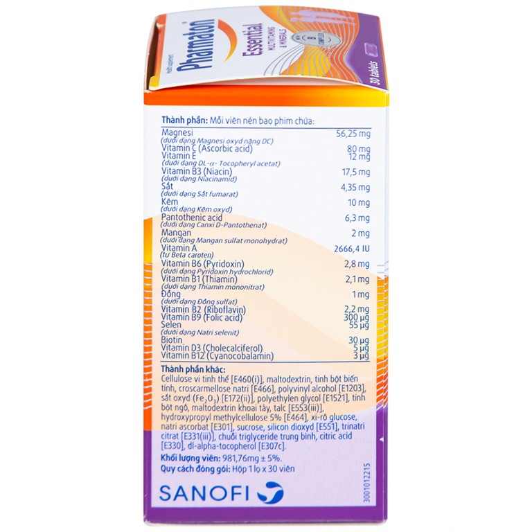 Viên uống Pharmaton Essential Multivitamins Minerals hỗn hợp Vitamin và khoáng chất, tăng cường sức khỏe (30 viên)  