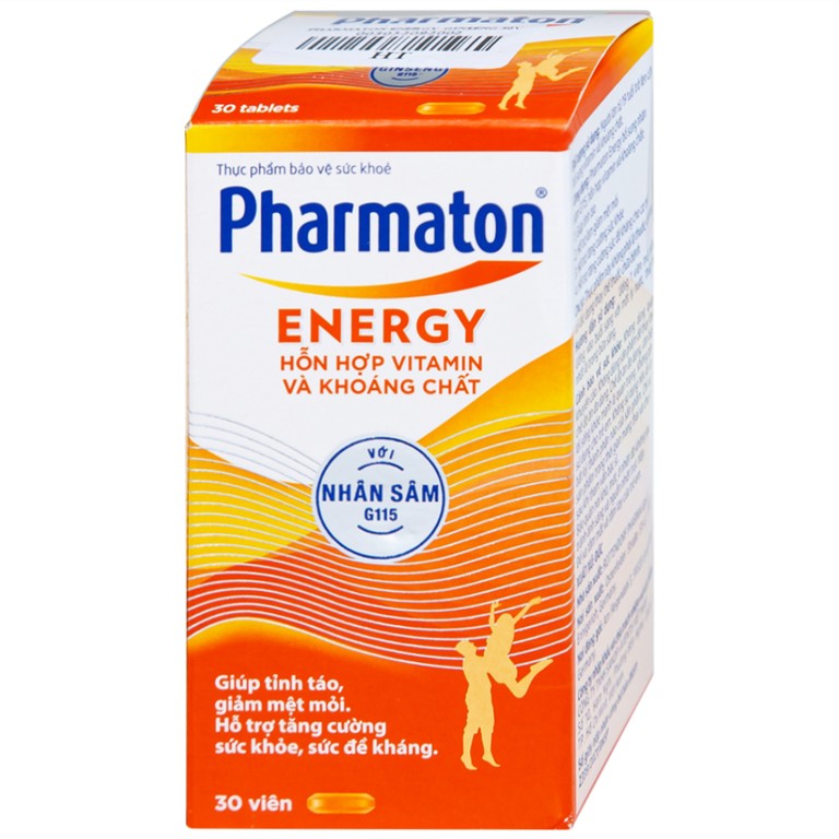 Viên uống Pharmaton Energy hỗn hợp vitamin và khoáng chất giúp tỉnh táo, hỗ trợ giảm mệt mỏi (30 viên)