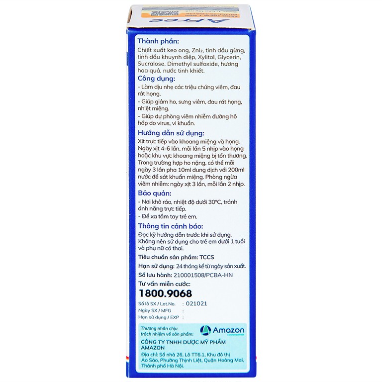 Dung dịch xịt họng Afree 30ml Thái Minh giảm ho, sưng viêm, đau rát họng