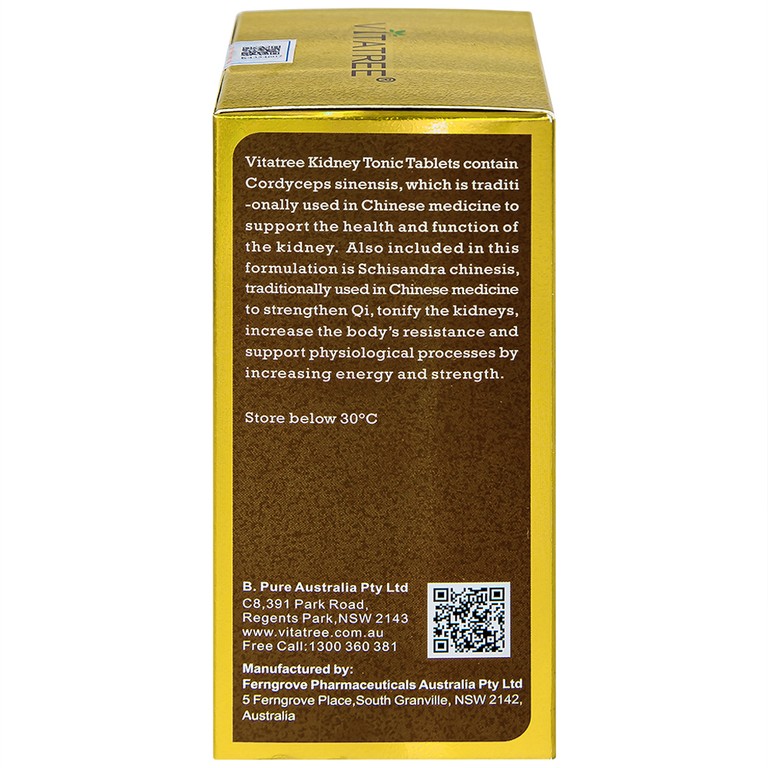Viên uống Vitatree Kidney Tonic hỗ trợ bổ thận, tăng cường chức năng thận (100 viên)