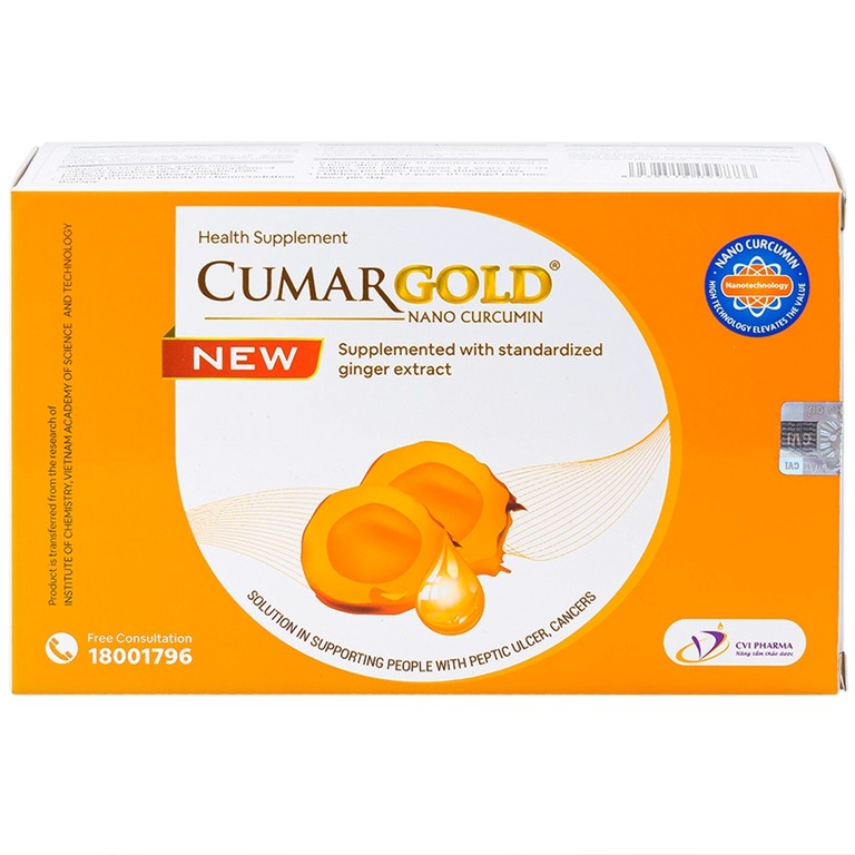 Viên uống CumarGold Nano Curcumin New CVI Pharma hỗ trợ bảo vệ niêm mạc dạ dày (4 vỉ x 10 viên)