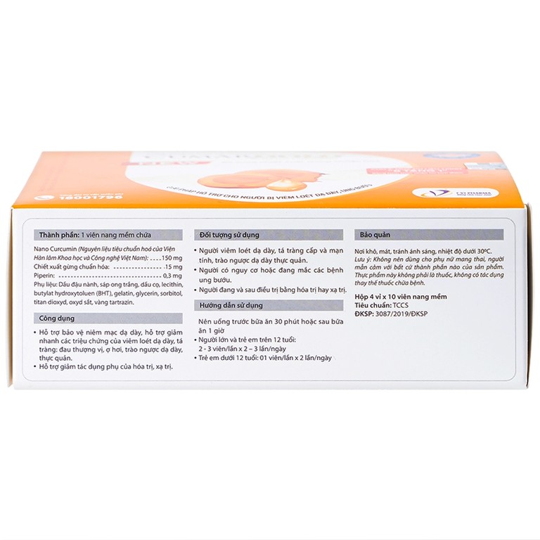 Viên uống CumarGold Nano Curcumin New CVI Pharma hỗ trợ bảo vệ niêm mạc dạ dày (4 vỉ x 10 viên)