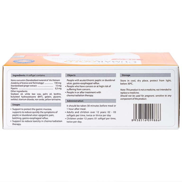 Viên uống CumarGold Nano Curcumin New CVI Pharma hỗ trợ bảo vệ niêm mạc dạ dày (4 vỉ x 10 viên)