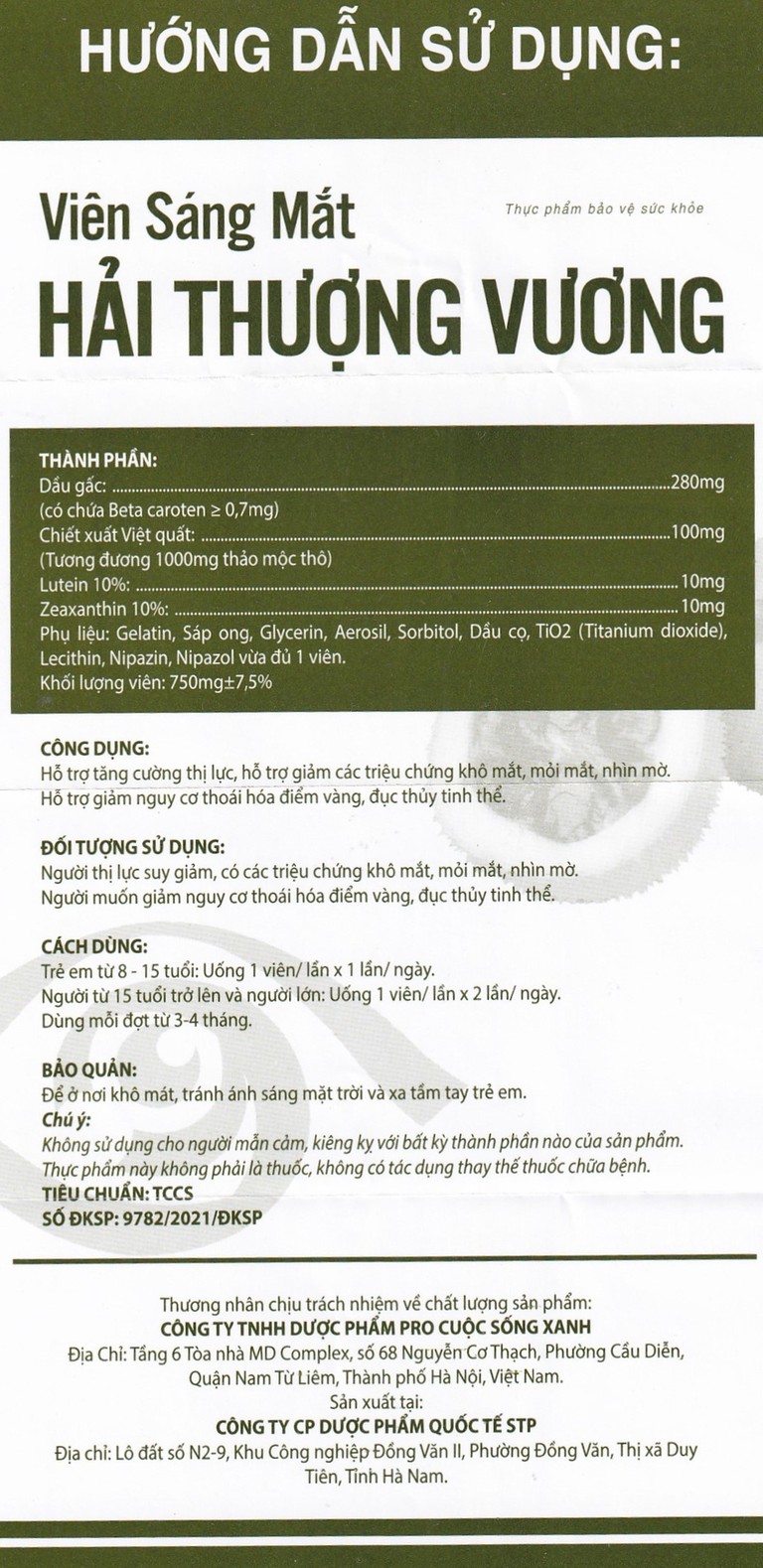 Viên Sáng Mắt Hải Thượng Vương hỗ trợ tăng cường thị lực (60 viên)