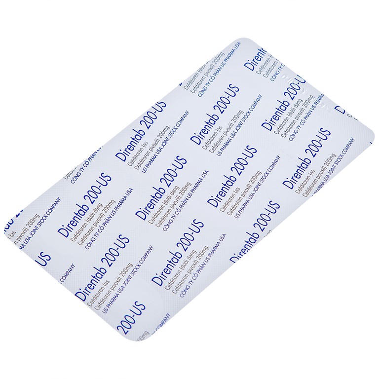 Thuốc Direntab 200-US điều trị nhiễm khuẩn (1 vỉ x 10 viên)