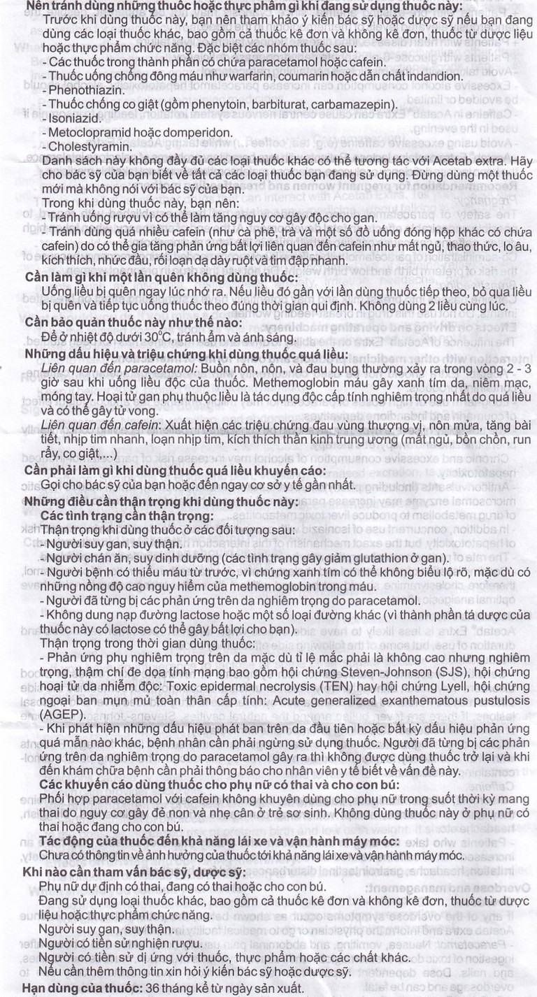 Thuốc Acetab Extra Agimexpharm điều trị triệu chứng cảm cúm (10 vỉ x 10 viên)
