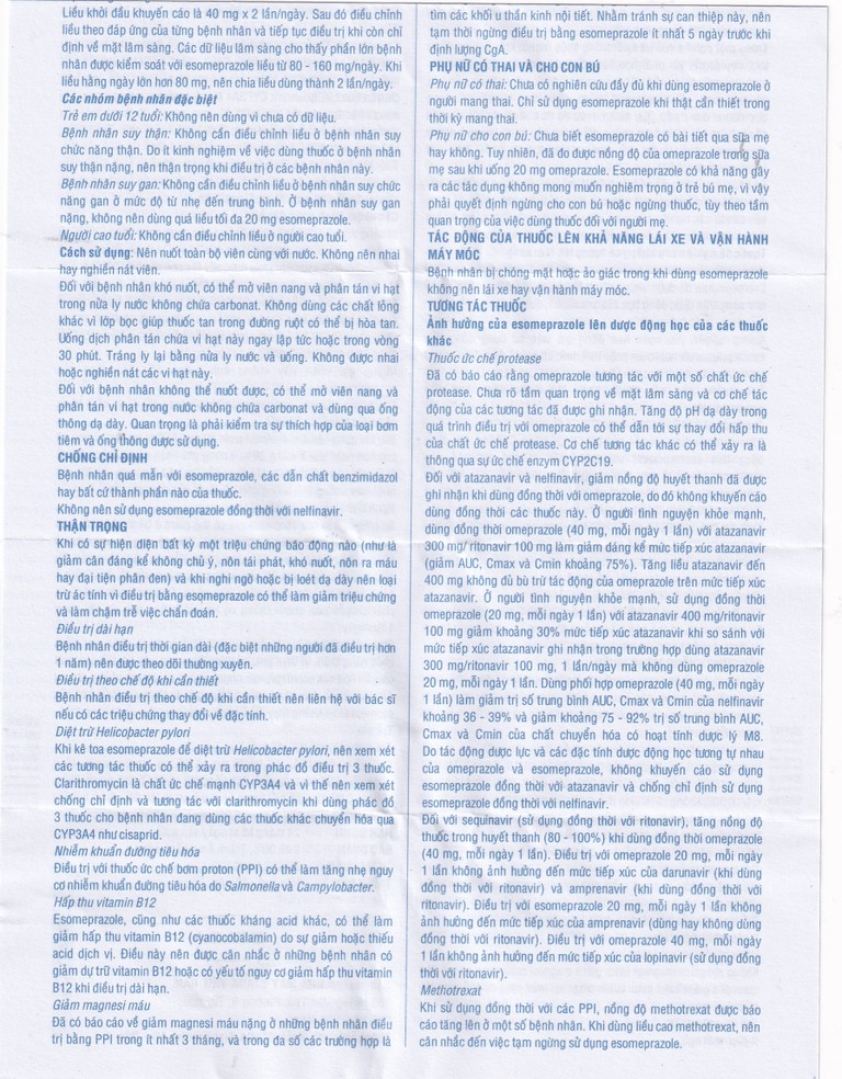 Thuốc Esomeprazole Stada 40mg điều trị trào ngược dạ dày, thực quản (2 vỉ x 10 viên)