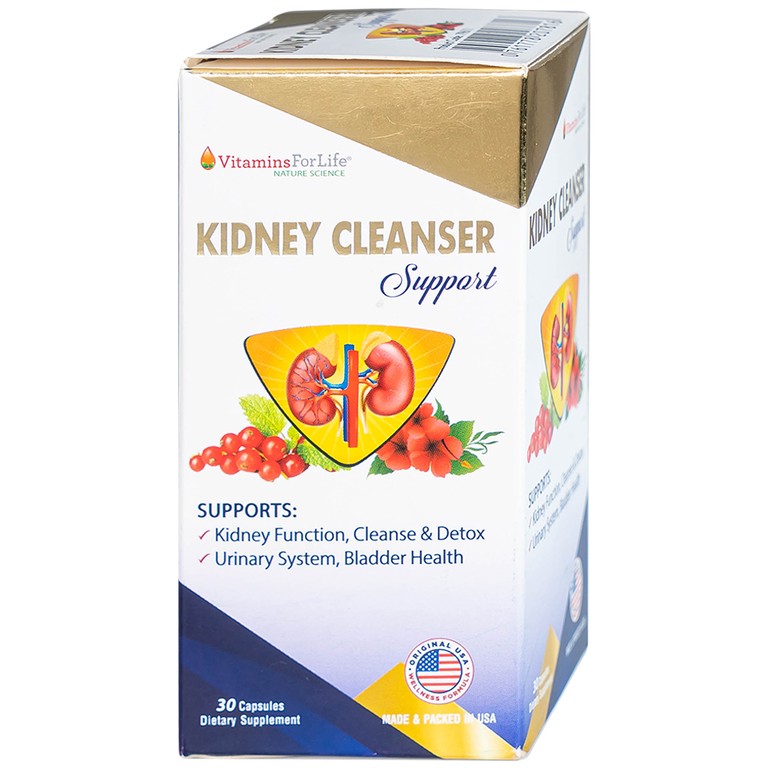 Viên uống Kidney Cleanser Support chống oxy hóa, giảm nguy cơ viêm đường tiết niệu (30 viên) 