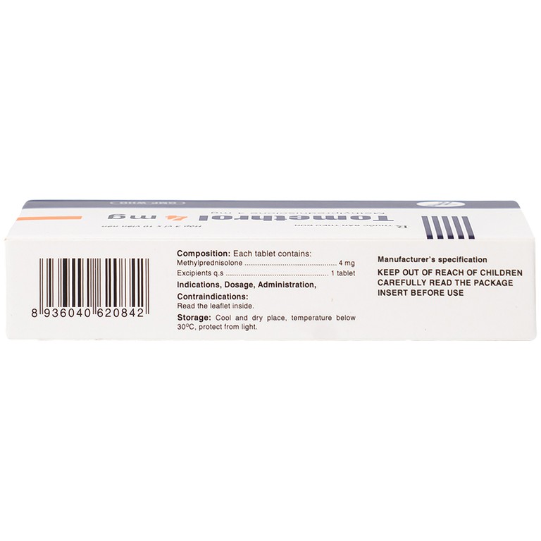 Thuốc Tomethrol 4mg điều trị rối loạn do thấp khớp ( 3 vỉ x 10 viên)