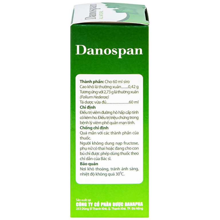Dung dịch Danospan Danapha điều trị viêm đường hô hấp cấp tính có kèm ho (60ml)