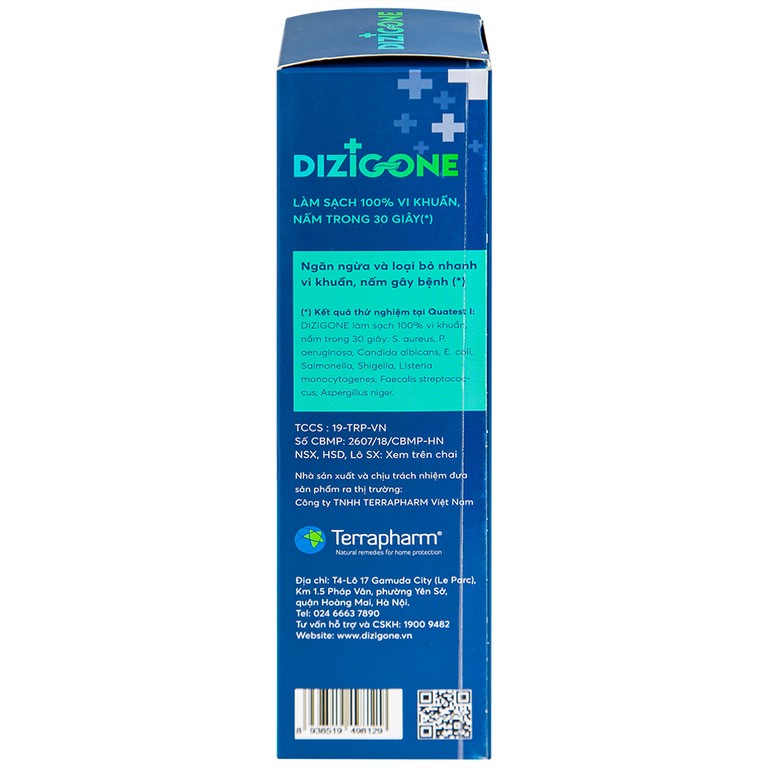 Dung dịch kháng khuẩn Dizigone Terrapharm tiêu diệt vi khuẩn, vi nấm (300ml)