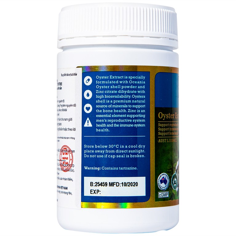 Viên uống Oyster Extract Vitatree hỗ trợ duy trì sức khỏe sinh sản cho nam giới (90 viên)