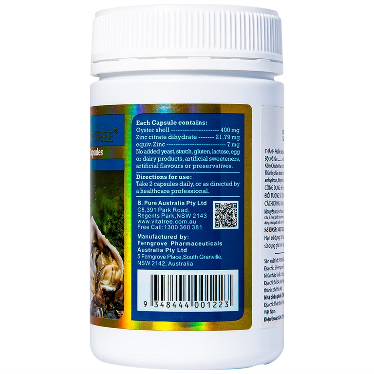 Viên uống Oyster Extract Vitatree hỗ trợ duy trì sức khỏe sinh sản cho nam giới (90 viên)