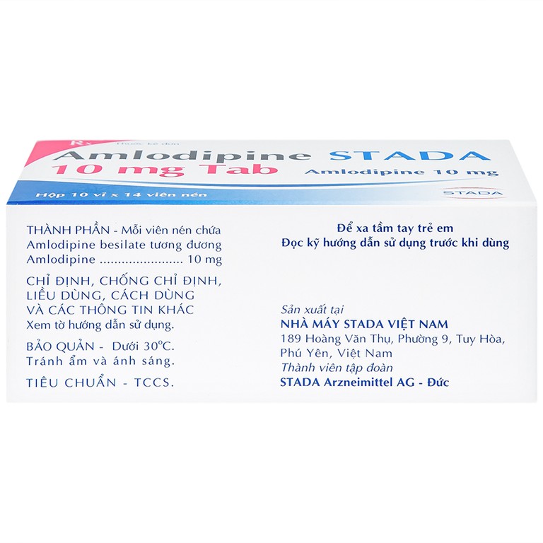 Thuốc Amlodipine Stada 10mg Tab điều trị tăng huyết áp, đau thắt ngực (10 vỉ x 14 viên)
