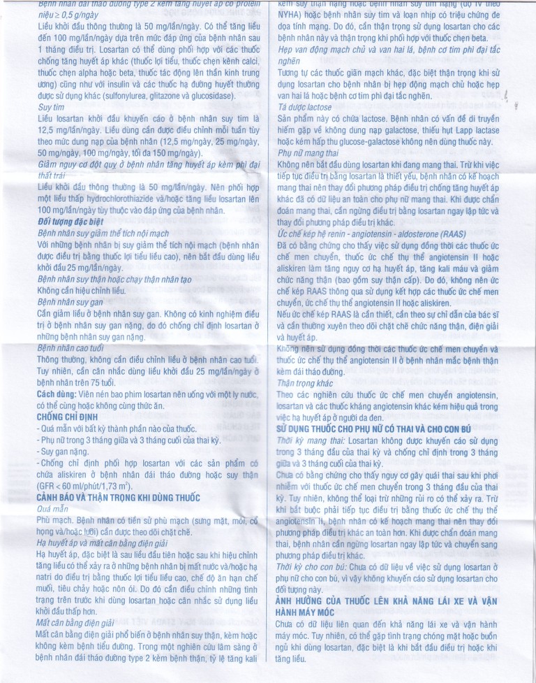 Viên nén Losartan Stada 25mg điều trị tăng huyết áp, giảm nguy cơ đột quỵ (2 vỉ x 15 viên)