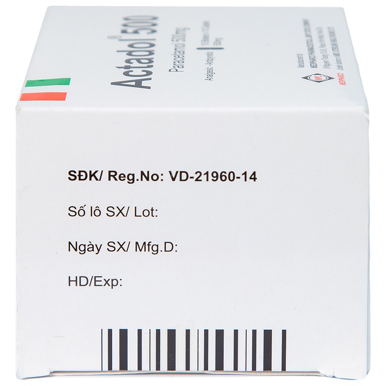 Thuốc Actadol 500 Medipharco điều trị các chứng đau và sốt từ nhẹ đến vừa (10 vỉ x 10 viên)