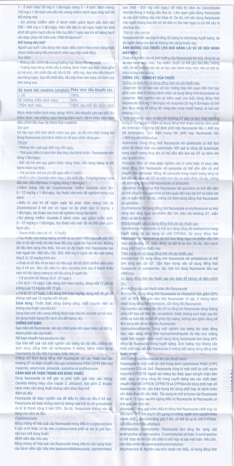 Thuốc Fluconazole Stada 150mg điều trị nhiễm nấm (1 vỉ x 1 viên)