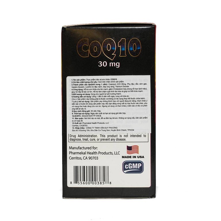 Viên uống CoQ10 30mg Pharmekal giảm quá trình oxy hóa, hỗ trợ sức khỏe cho tim (30 viên) 