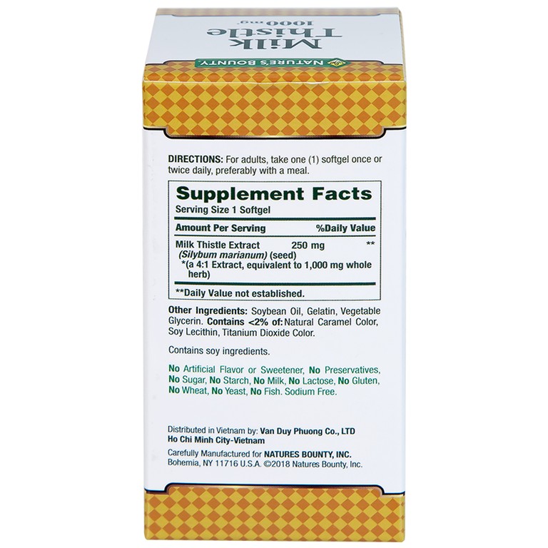 Viên uống Milk Thistle Nature's Bounty hỗ trợ tăng cường chức năng gan, bảo vệ gan (50 viên)