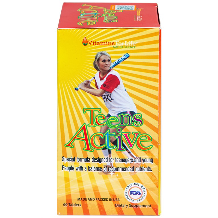 Viên uống Teens Active Vitamins For Life bổ sung vitamin và khoáng chất cho thanh thiếu niên (60 viên)