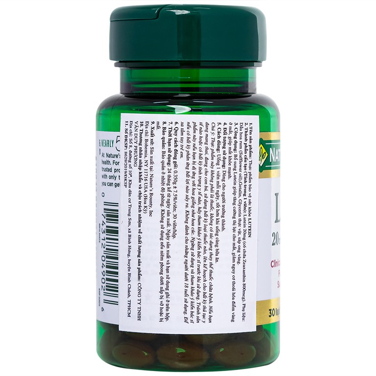 Viên uống Lutein Nature's Bounty giúp tăng cường thị lực cho mắt (30 viên)