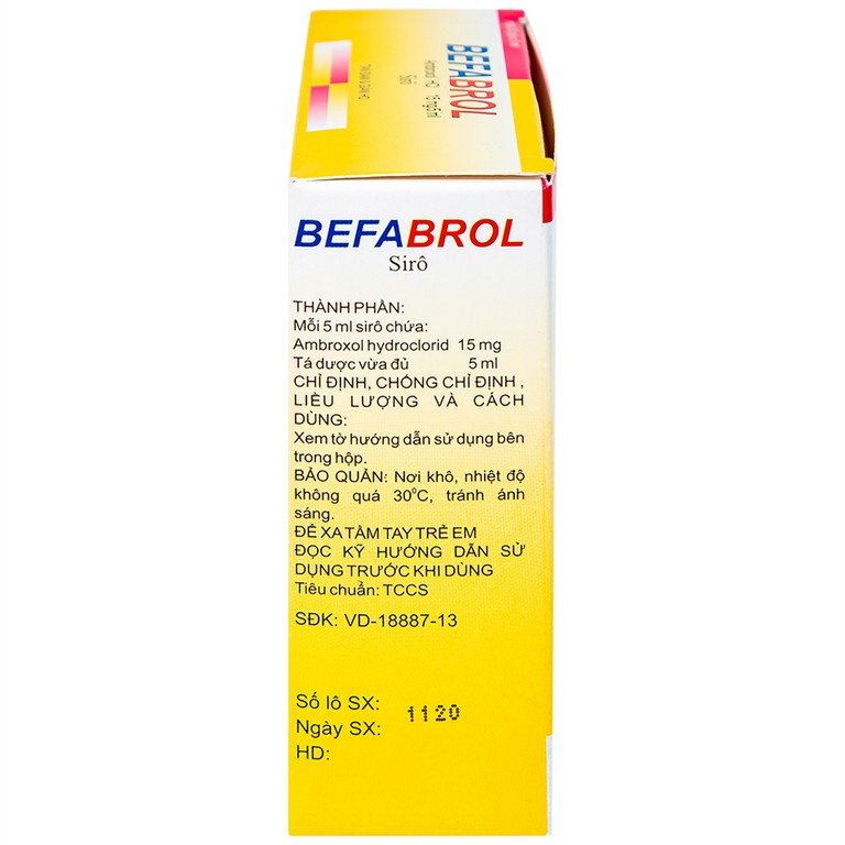 Siro Befabrol 15mg Bepharco tiêu chất nhầy đường hô hấp (20 gói x 5ml)
