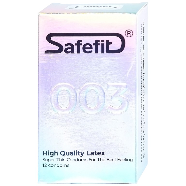 Bao cao su Safefit 003 S52 siêu mỏng, không gây kích ứng, có chất bôi trơn (12 cái) 