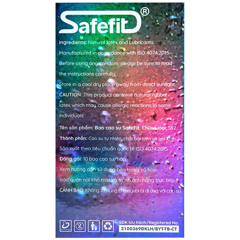 Bao cao su Safefit Freezer Max S52 chứa nhiều gel làm mát, kéo dài thời gian (10 cái)