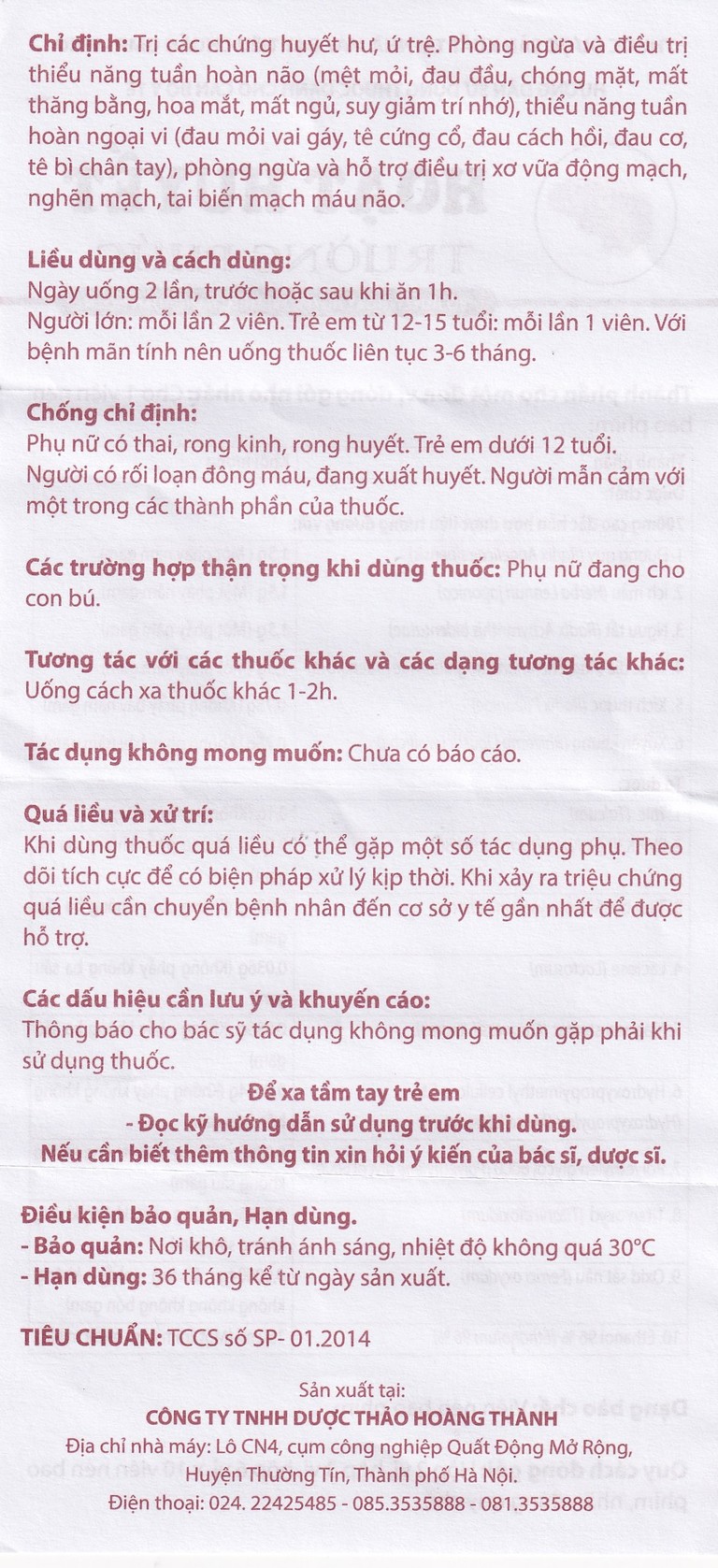 Thuốc Hoạt Huyết Trường Phúc giúp hoạt huyết, trị thiếu năng tuần hoàn (3 vỉ x 10 viên)