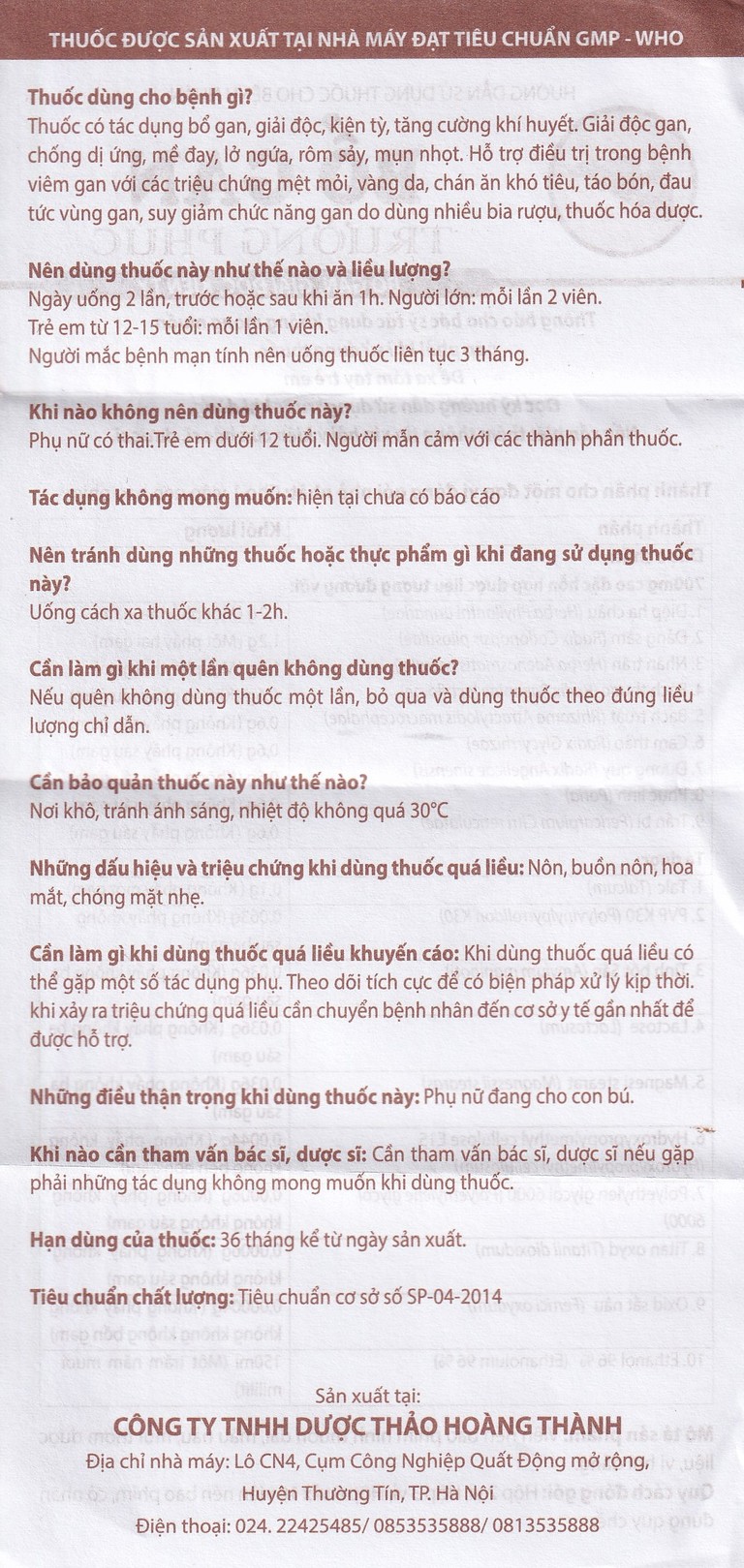 Thuốc Bổ Gan Trường Phúc giải độc gan, chống dị ứng, mày đay, lở ngứa (3 vỉ x 10 viên)
