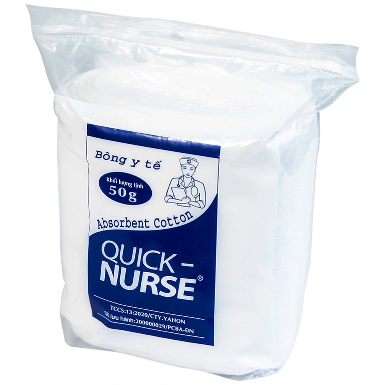 Bông y tế Quick Nurse 50g dùng cho vết thương ngoài da, sát trùng, vệ sinh cho bé 