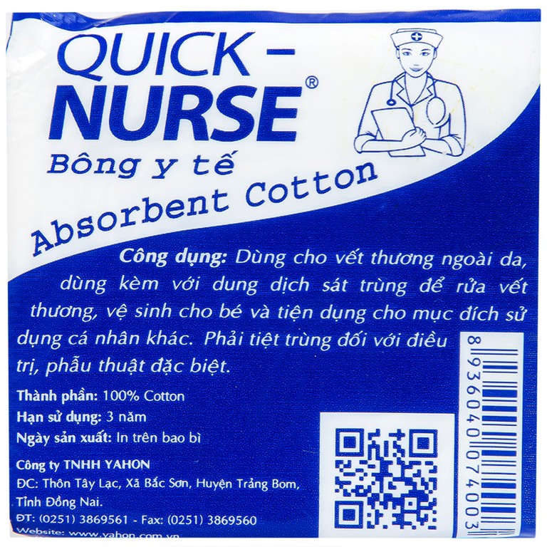 Bông y tế Quick Nurse 25g dùng cho vết thương ngoài da, sát trùng, vệ sinh cho bé 