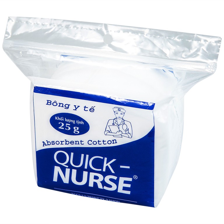 Bông y tế Quick Nurse 25g dùng cho vết thương ngoài da, sát trùng, vệ sinh cho bé 