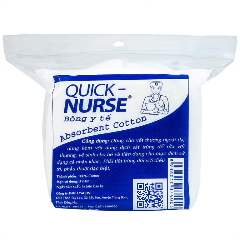 Bông y tế Quick Nurse 25g dùng cho vết thương ngoài da, sát trùng, vệ sinh cho bé 