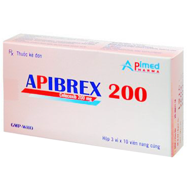 Thuốc Apibrex 200 Apimed điều trị triệu chứng của thoái hóa khớp (3 vỉ x 10 viên)