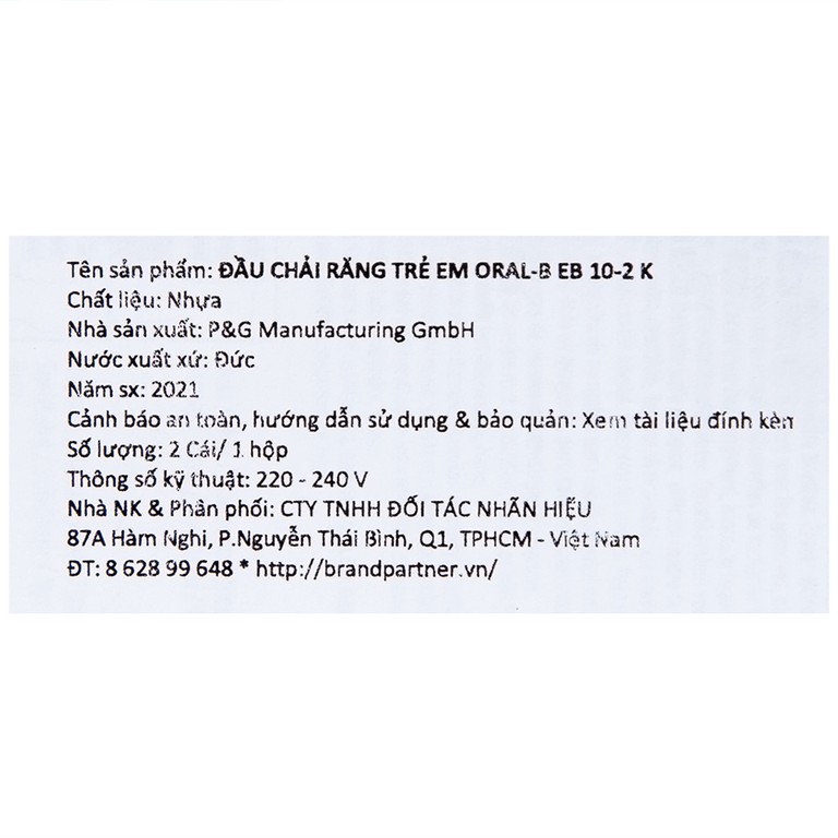 Đầu chải răng trẻ em Oral-B EB 10-2 K