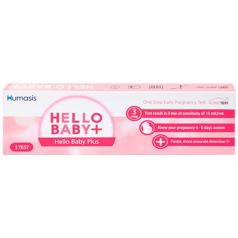 Que thử thai Hello Baby Plus Humasis cho kết quả nhanh trong 3 phút (1 que) 