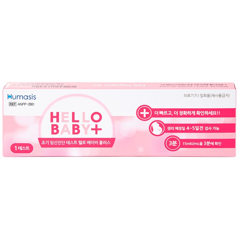Que thử thai Hello Baby Plus Humasis cho kết quả nhanh trong 3 phút (1 que) 