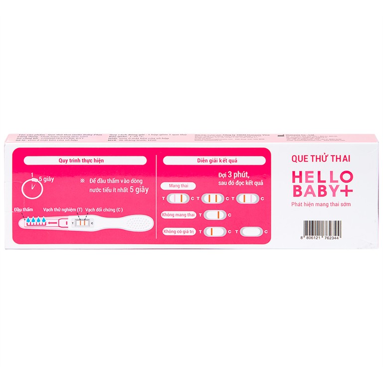 Que thử thai Hello Baby Plus Humasis cho kết quả nhanh trong 3 phút (1 que) 