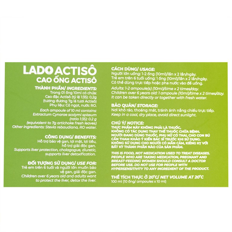 Cao Ống Actisô Ladophar (10 ống x 10ml)