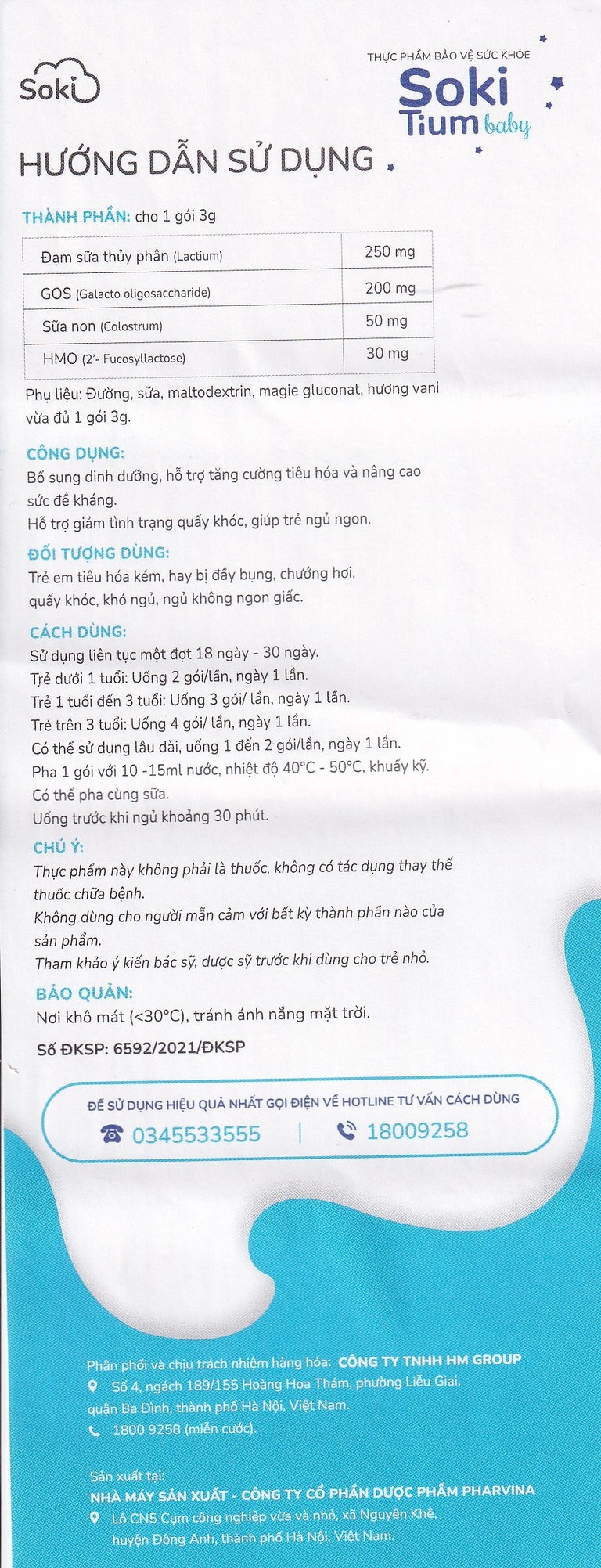 Bột hòa tan Soki Tium Baby hỗ trợ giúp ngủ ngon, tăng cường tiêu hóa (12 gói x 3g)