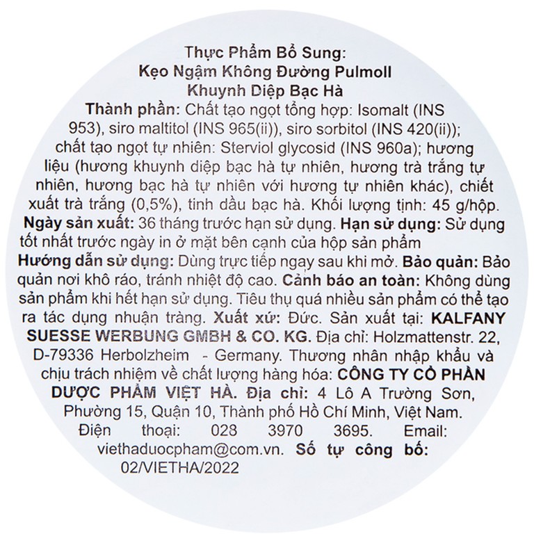 Kẹo Ngậm Không Đường Pulmoll Eucalyptus Menthol (45g)