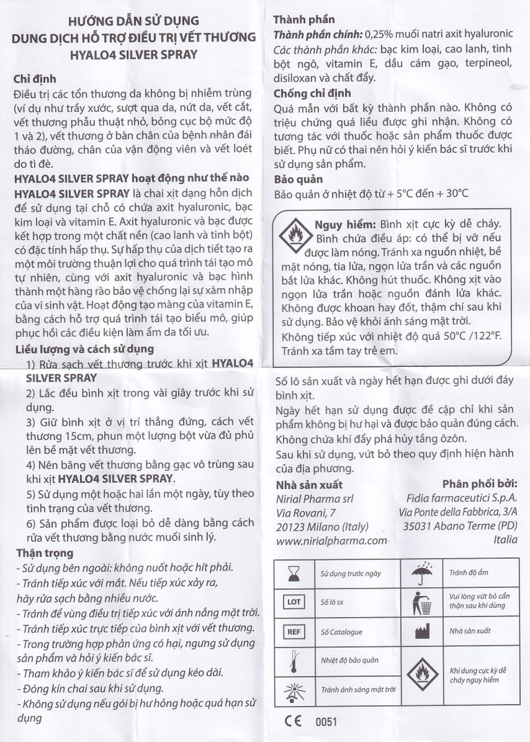 Chai xịt Hyalo4 Silver Spray hỗ trợ điều trị vết thương (50ml)