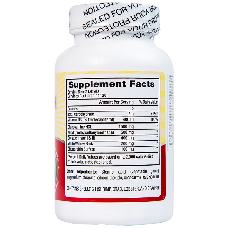 Viên uống Triple Strength Glucosamine 1500mg Pharmekal bổ sung dưỡng chất cho khớp (60 viên)