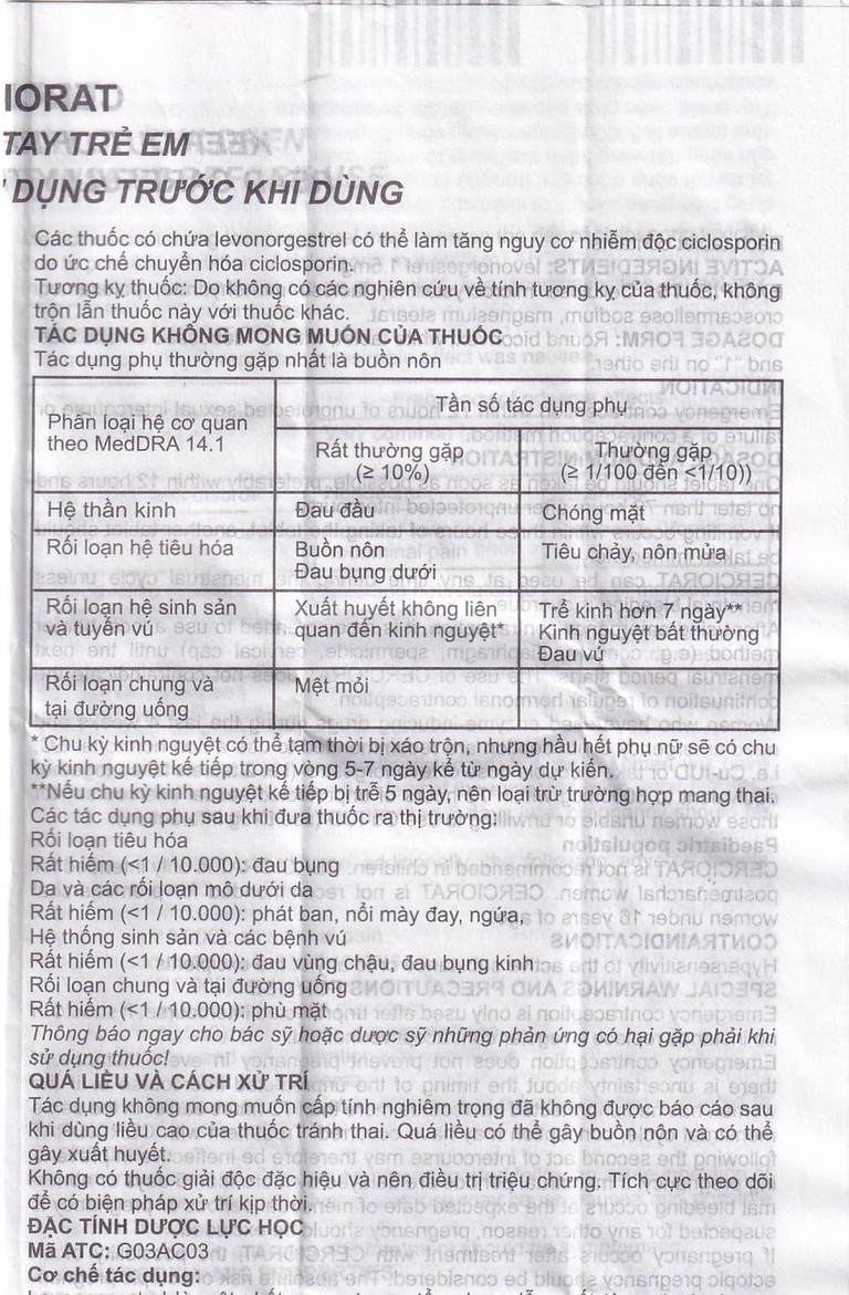 Thuốc tránh thai khẩn cấp Cerciorat 1.5mg Exeltis (1 viên)