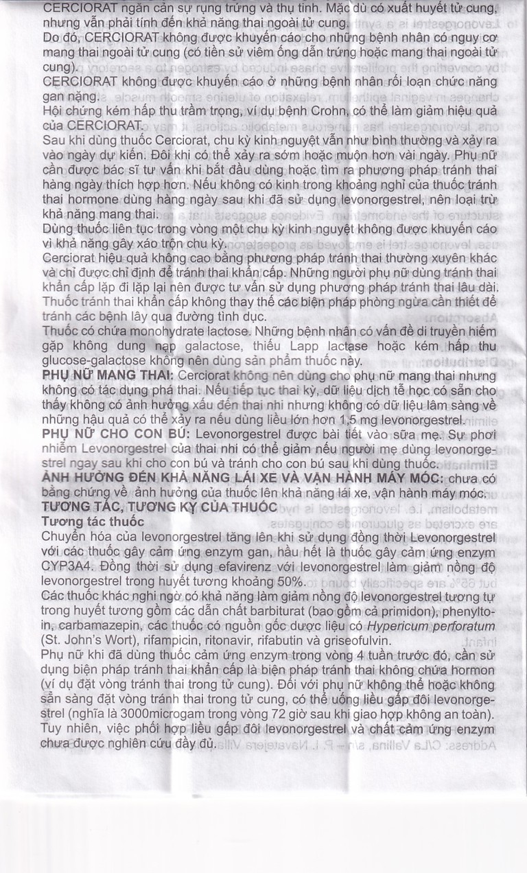 Thuốc tránh thai khẩn cấp Cerciorat 1.5mg Exeltis (1 viên)