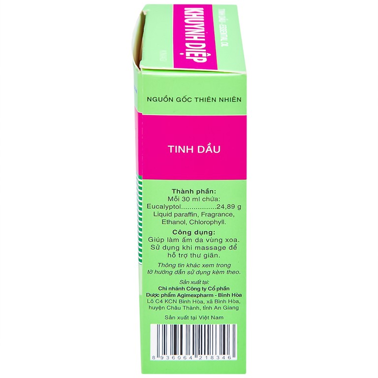 Dầu khuynh diệp Eucalyptus Oil Agimexpharm giúp giữ ấm dành cho mẹ và bé (30ml)